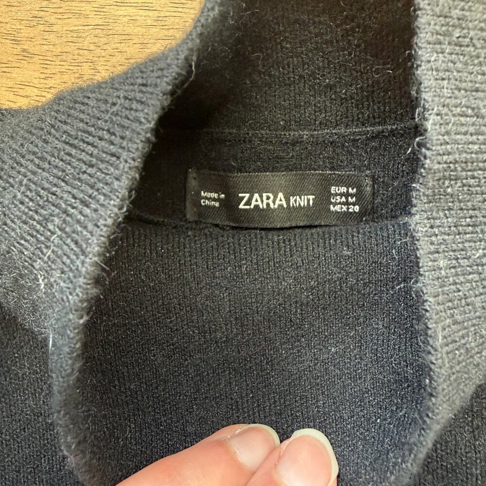 Zara Knit Black Mock Turtleneck Sweater Medium - Picture 3 of 4